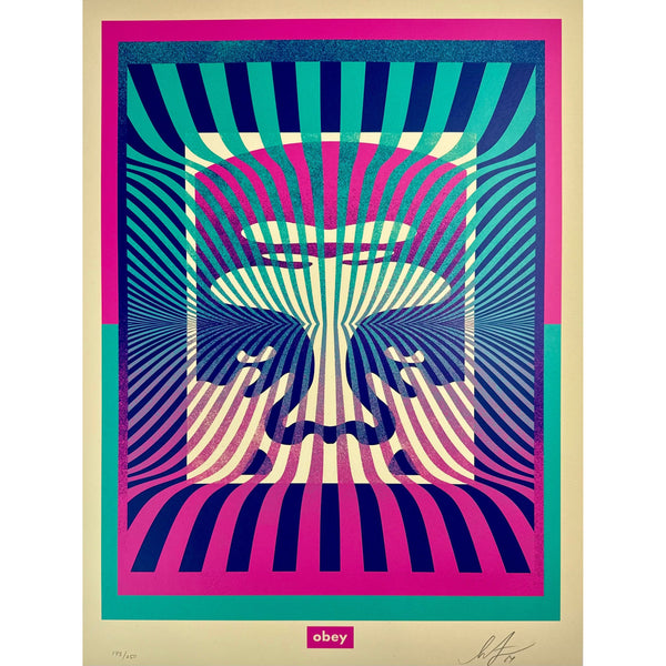 SHEPARD FAIREY (OBEY GIANT) - 2024 - OP-ART ICON (AQUA GRADIENT)