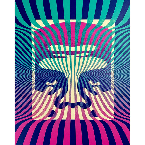 SHEPARD FAIREY (OBEY GIANT) - 2024 - OP-ART ICON (AQUA GRADIENT)