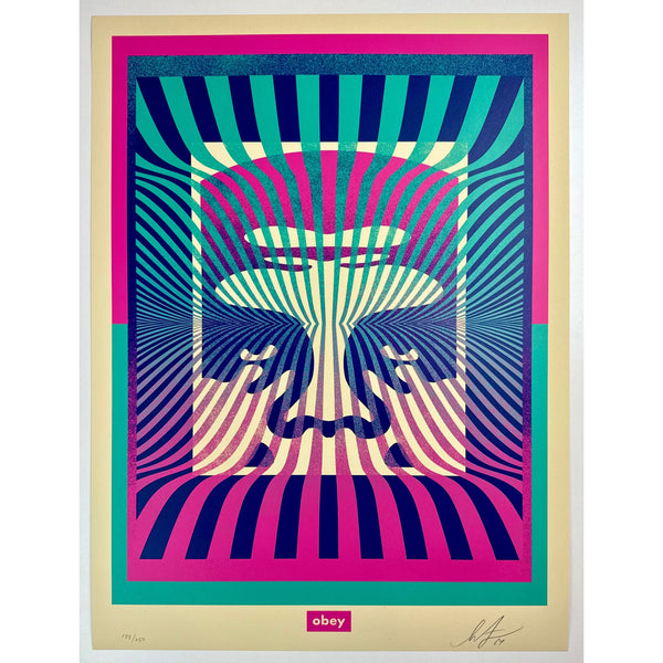 SHEPARD FAIREY (OBEY GIANT) - 2024 - OP-ART ICON (AQUA GRADIENT)